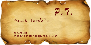 Petik Teréz névjegykártya